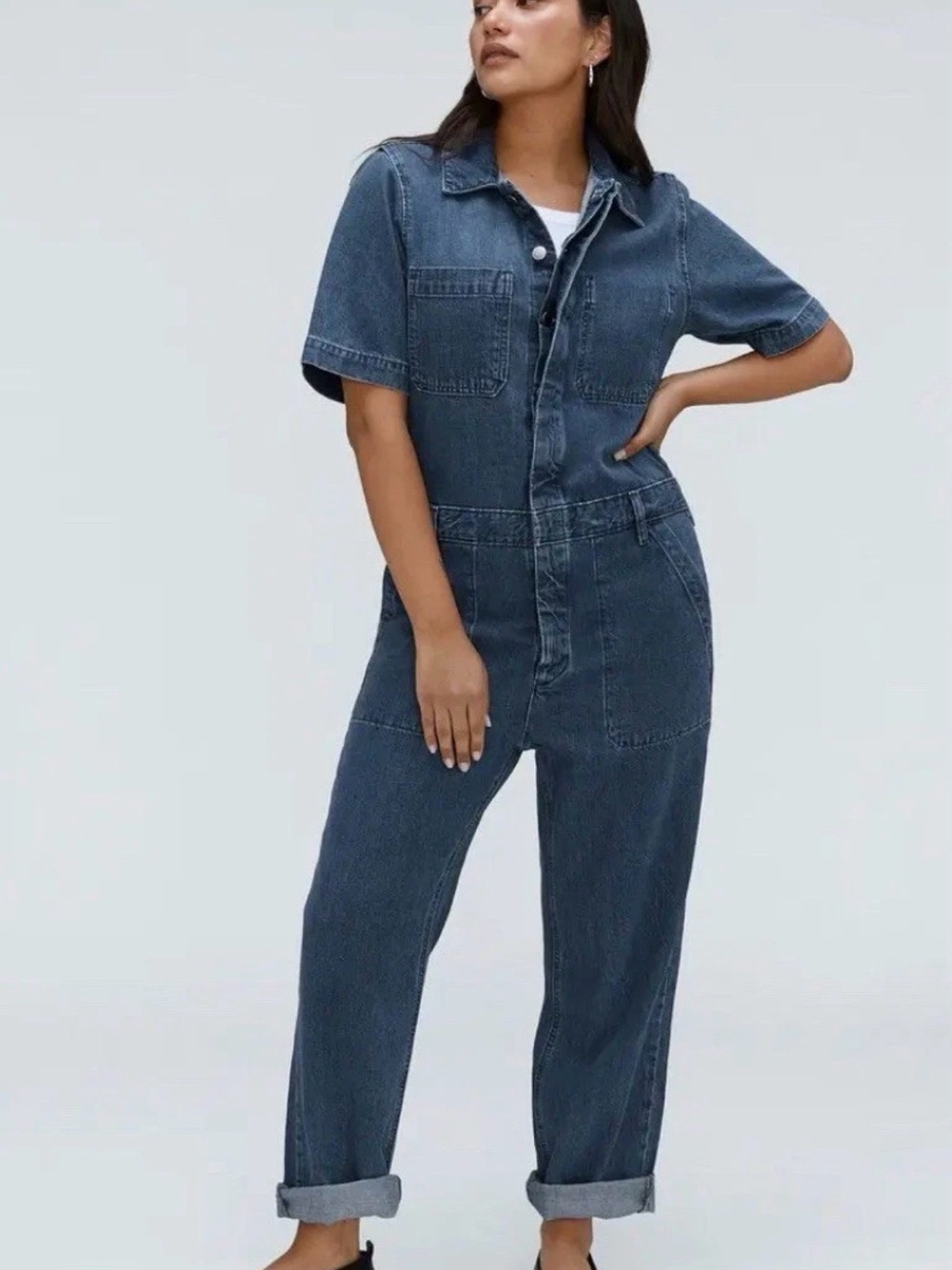 Everlane Super Soft Denim Coverall Utility Jumpsuit Jeans Size 2/4 (Oversize)